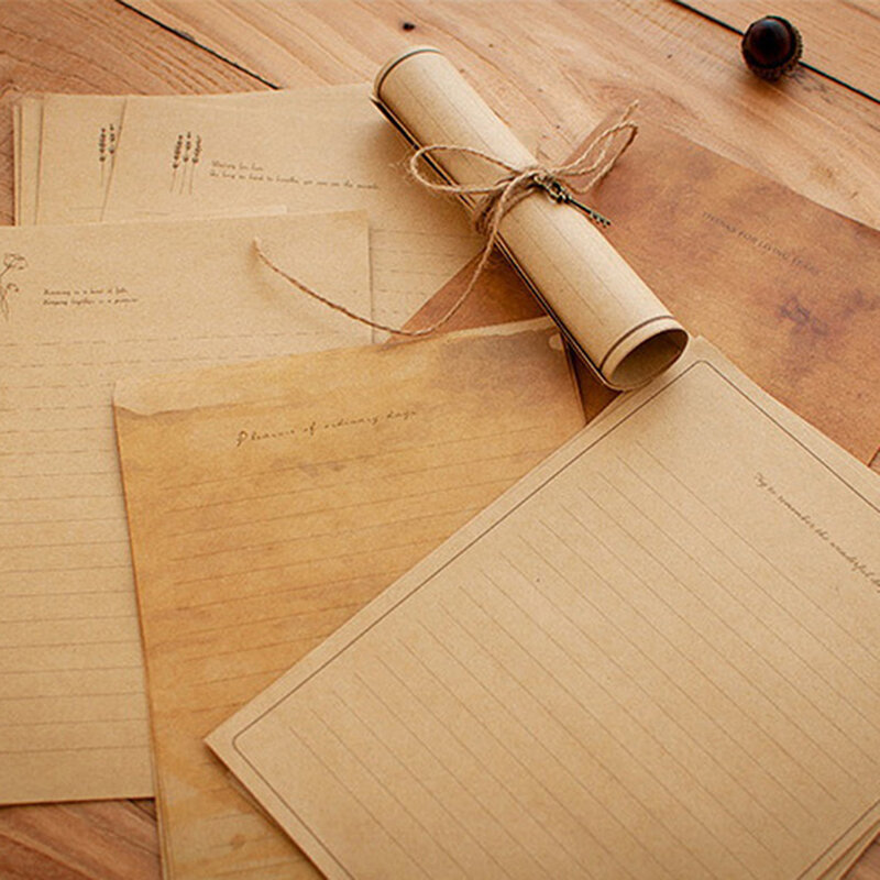 12 teile/satz Vintage Kraft Papier Umschläge Brief Papier Set Schreiben Pad Einladungen