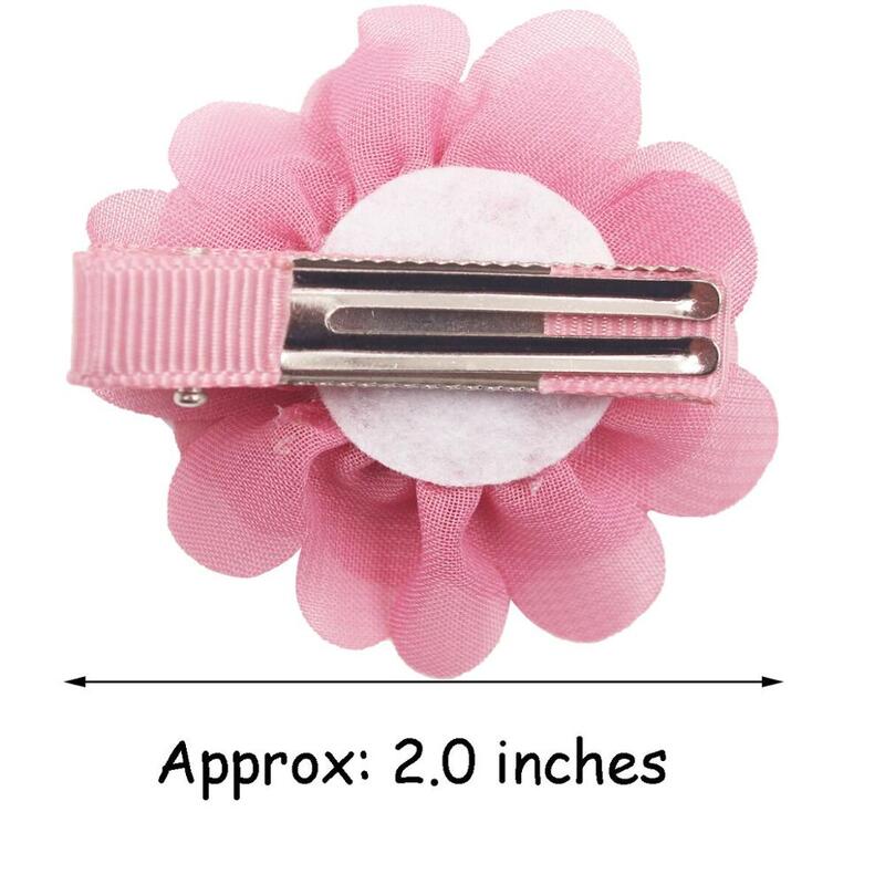 40PCS 2 "Sifon Bunga Rambut Busur Sepenuhnya Dilapisi Bunga Kecil Rambut Klip Rambut Halus Gadis untuk Bayi Balita set 20 Pasang