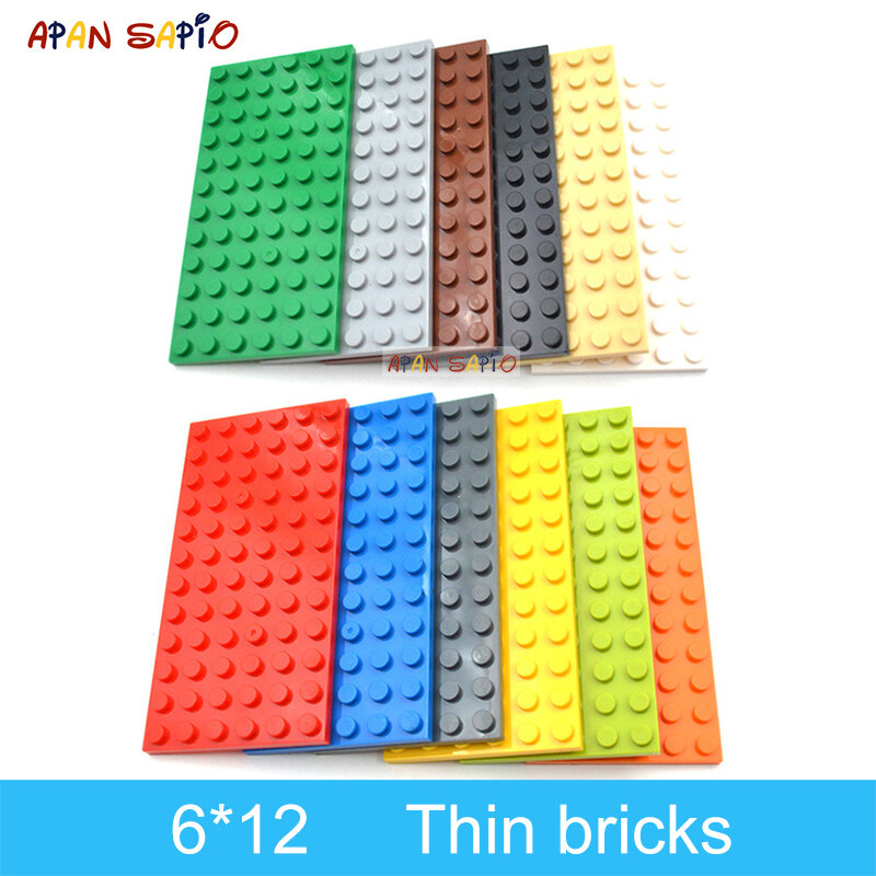 Bloques de construcción de figuras delgadas para niños, 10 piezas, 6x12 puntos, bloques educativos, tamaño creativo, Compatible con 3028, Juguetes