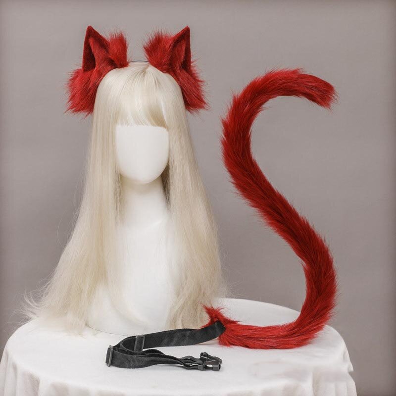 Plüsch Katze Ohren Realistische Lolita Stirnband Katze Schwanz Cosplay Zubehör Hand-made Simulation Tier Ohren Halloween Headwear Kawaii