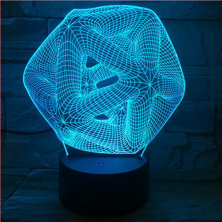 Lámpara 3D abstracta con forma cuadrada y control remoto, Bombilla de visión de 7 colores, decoración para el hogar y mesa de dormitorio, 513