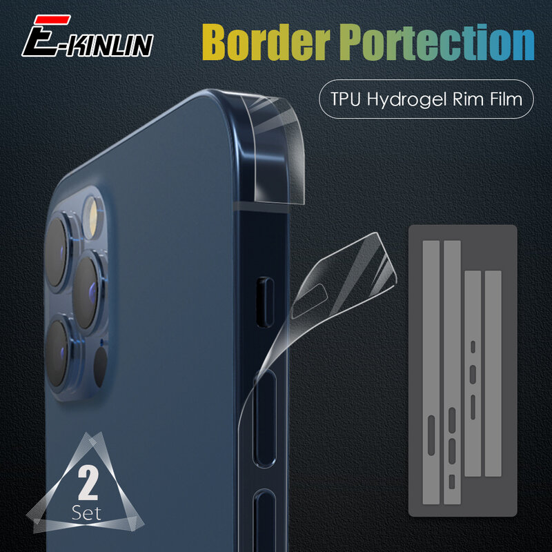 Carbon Fiber Sticker Clear Matte Phone Side Film For iPhone 15 14 Plus 13 12 Pro Max mini Frame Protective Border Hydrogel Film
