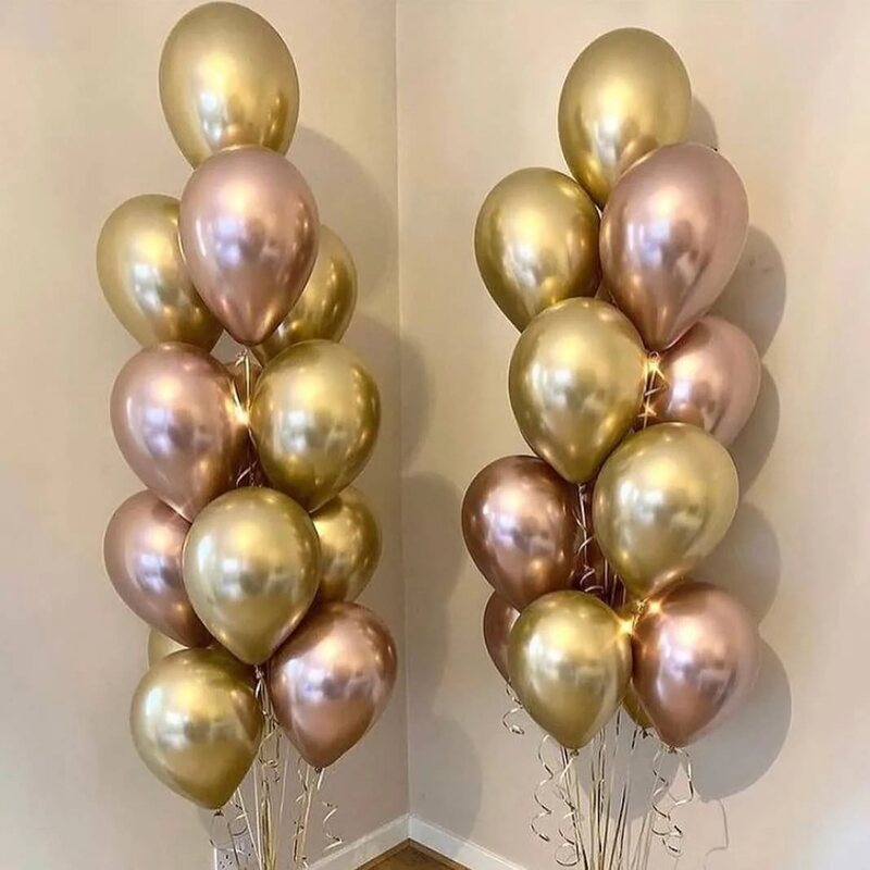 Balões metálicos de látex, balão metálico dourado e preto, para decoração de dia dos namorados, casamento, festa de aniversário, ano novo