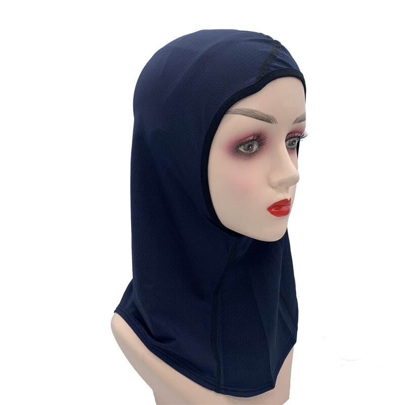 المرأة الرياضة الحجاب وشاح قطعة واحدة شبكة جيرسي حجاب إسلامي عمامة قبعات تنفس بسط عدم الانزلاق تجريب الحجاب