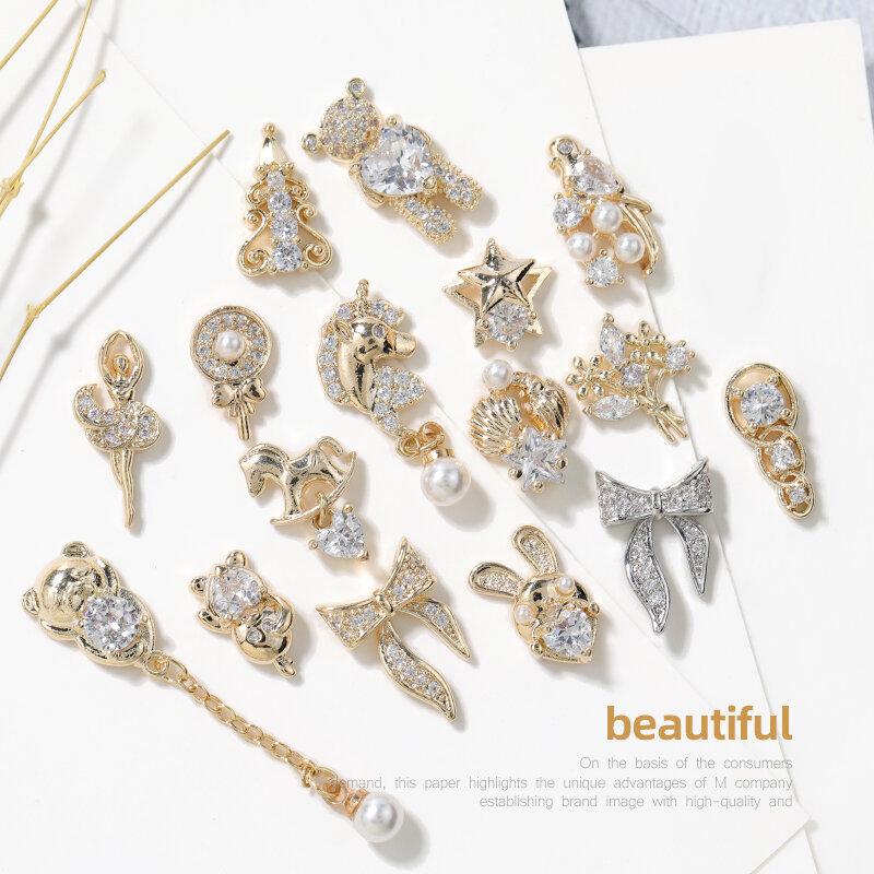 Più nuovo 2 pezzi lotto catena pendente lega 3D farfalla Nail Art zircone perla metallo Manicure unghie accessori fai da te decorazione unghie