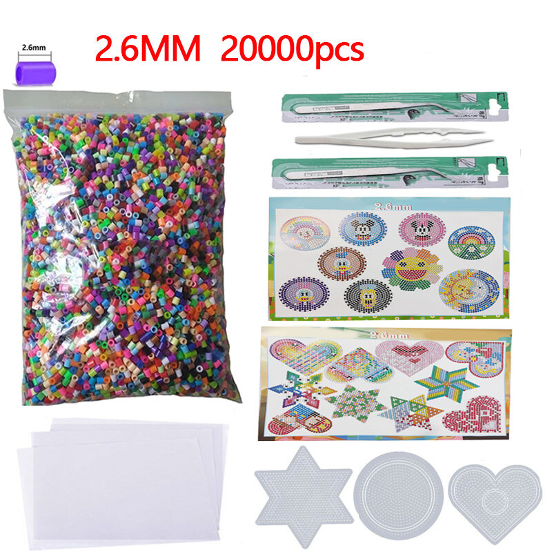 Mini Pinças Hama Beads Template, Kit completo, contas de engomar, contas fusíveis, DIY Kids Brinquedos Educativos, 2.6mm, 20000Pcs