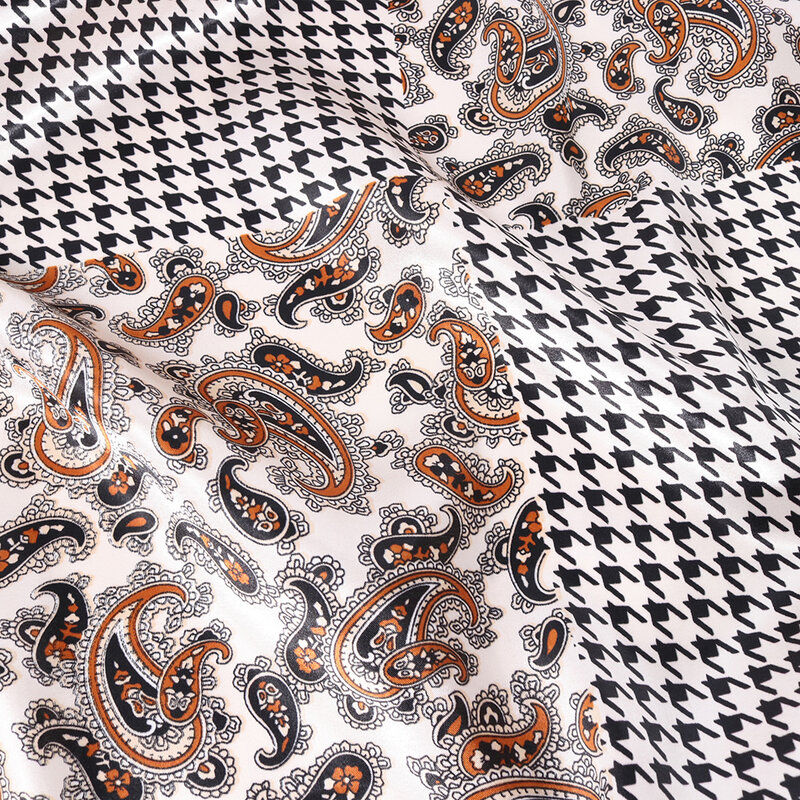 Женский дизайнерский платок винтажный шёлковый шарф 90*90 см, Мягкая атласная шаль с квадратным вырезом, бандана