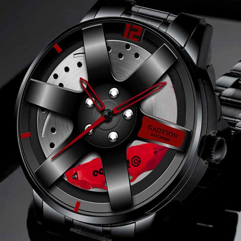 Nowa dostawa!! Watch Hub Custom Design sport obręcz samochodowa sport zegarek wodoodporny kreatywny 2022 zegarek męski zegarek męski koło zegar