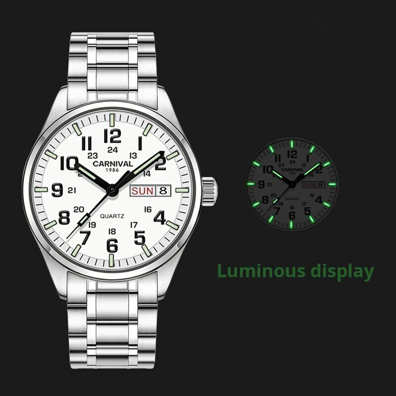 CARNIVAL-Relógio esportivo de quartzo luminoso impermeável masculino, relógio de pulso de luxo, relógio japonês para homens, relógios das melhores marcas, 2020