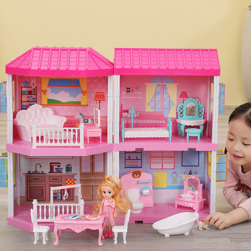 Princess Castle for Children, Play House Brinquedos, Dollhouse Modelo, Villa, Birthday Gift Set