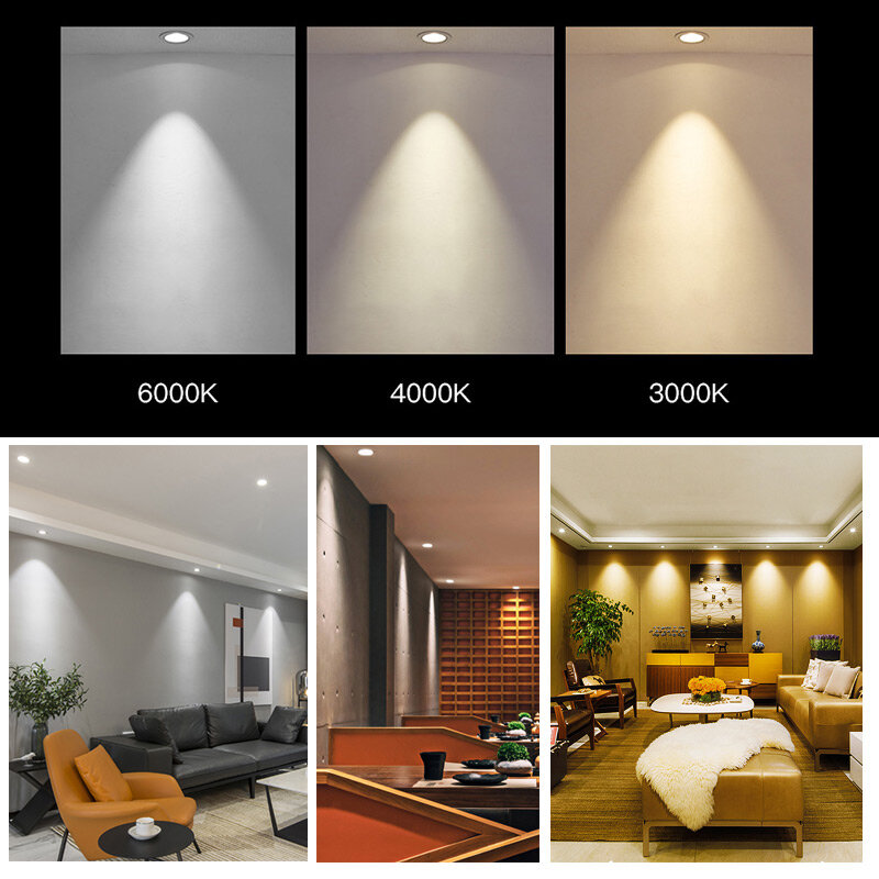 Lámparas LED empotradas regulables para el techo, iluminación de interior para habitación, Hotel, lavado de pared, antideslumbrante, 18W, 7W, 12W