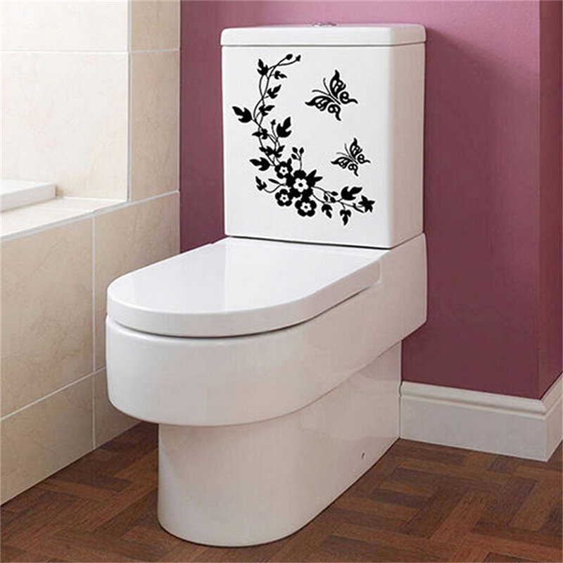 3D Butterfly Flower Toilet Seat Sticker, Decalque engraçado da novidade, Adesivos de parede na parede, Decoração para casa, Moda, 1pc