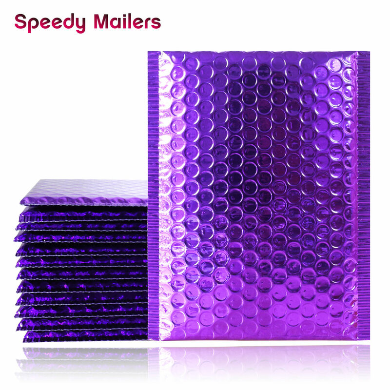 Speedy Mailers-sobres acolchados de papel de aluminio, sobres de burbujas de polietileno, color púrpura, 10 unidades