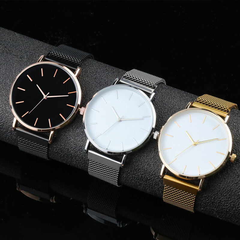Homens moda ultra fino relógios simples negócios aço inoxidável malha cinto relógio de quartzo relógio casual para homem relogio masculino
