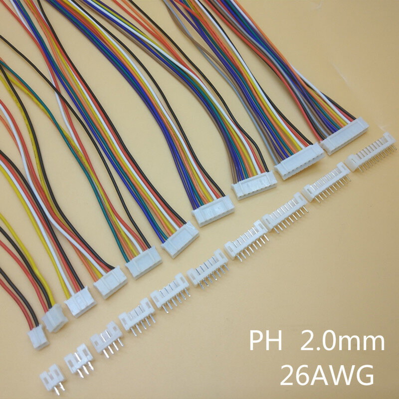 10Sets SH1.0 JST1.25 ZH1.5 PH2.0 XH2.54 Connector Vrouwelijke + Mannelijke 2/3/4/5/6/7/8/9/10P Plug Met Kabel 10/20/30Cm