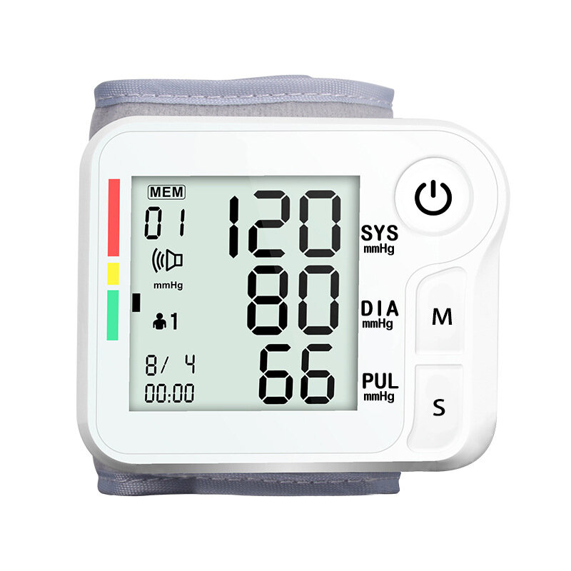 Monitor de presión arterial de muñeca automático LCD tonómetro Digital esfigmomanómetro tensiómetro bloeddrukmeter Bp medidor de ritmo cardíaco
