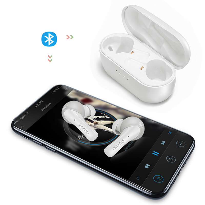 PaMu Slide Mini True bezprzewodowe słuchawki z redukcją szumów zestaw słuchawkowy Bluetooth słuchawki TWS z podwójny mikrofon i oryginalne etui z funkcją ładowania
