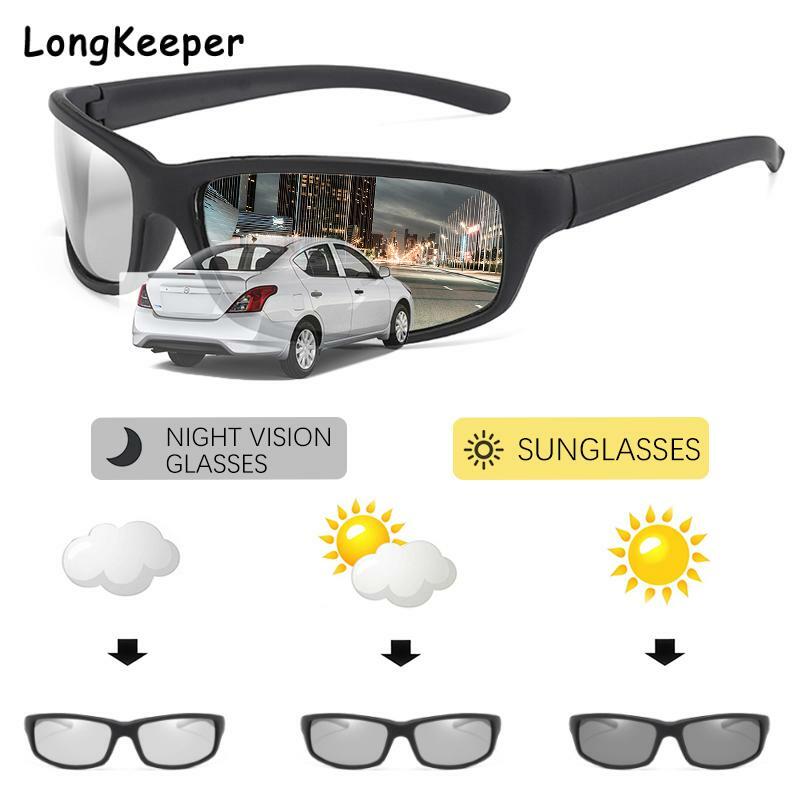 Photochromic Sunglasses Men Polarized Driving Chameleon Sun Glasses Male Retro Brand Square Day Night Vision Driver's Eyewear
