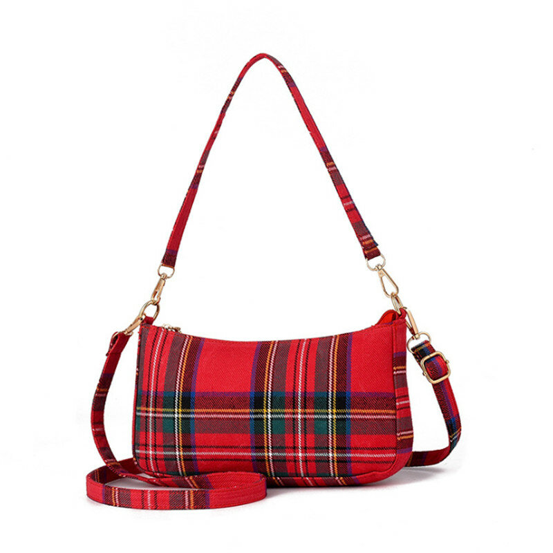 Luxe femmes concepteur rétro Plaid sac à bandoulière rouge Baguette forme fourre-tout sacs dames sac à main messager sac à main bolsa feminina