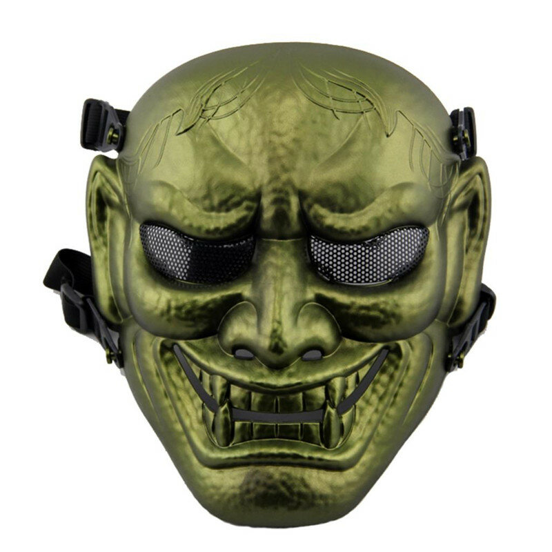 Masque facial complet de protection tactique DC11, masque de crâne japonais fantôme roi samouraï Airsoft Paintball militaire Wargame Halloween