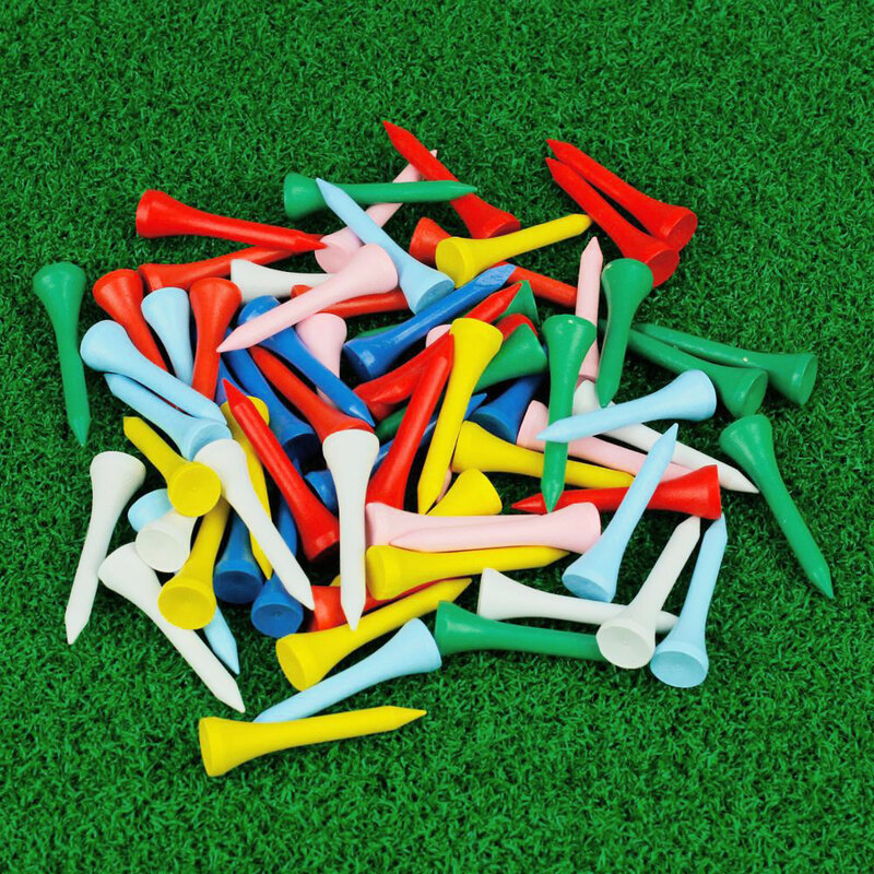 100 peças 42mm madeira colorida tee de golfe acessórios de madeira