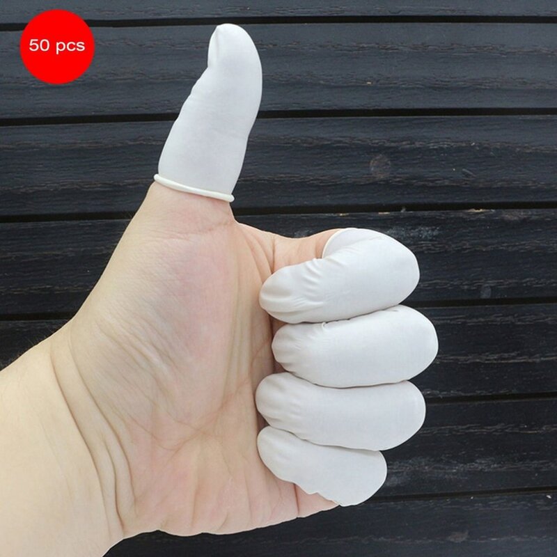 50 TEILE/SATZ Natürliche Latex Anti-Statische Fingerlinge Praktische Design Einweg Make-Up Augenbraue Erweiterung Handschuhe Werkzeuge Großhandel