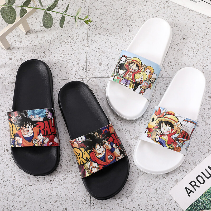 Slides para homem mulher sandália dragonball sapatos para crianças dragon ball z naruto son goku chuveiro chinelos masculinos anime japonês meninos