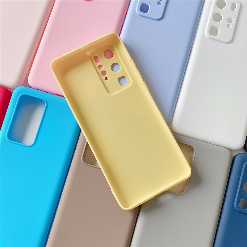Cukierki kolor TPU etui na telefony dla Huawei P40 P30 P20 P10 Pro Lite Mate 30 20 10 P pokrywa mobilna miękka szczupła żółta ochrona silikonowa