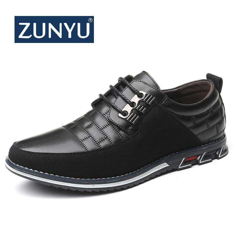 Zunyu 2019 novo verão outono sapatos masculinos de couro moda sapatos casuais rendas-up mocassins negócios vestido de casamento sapatos tamanho grande 38-48