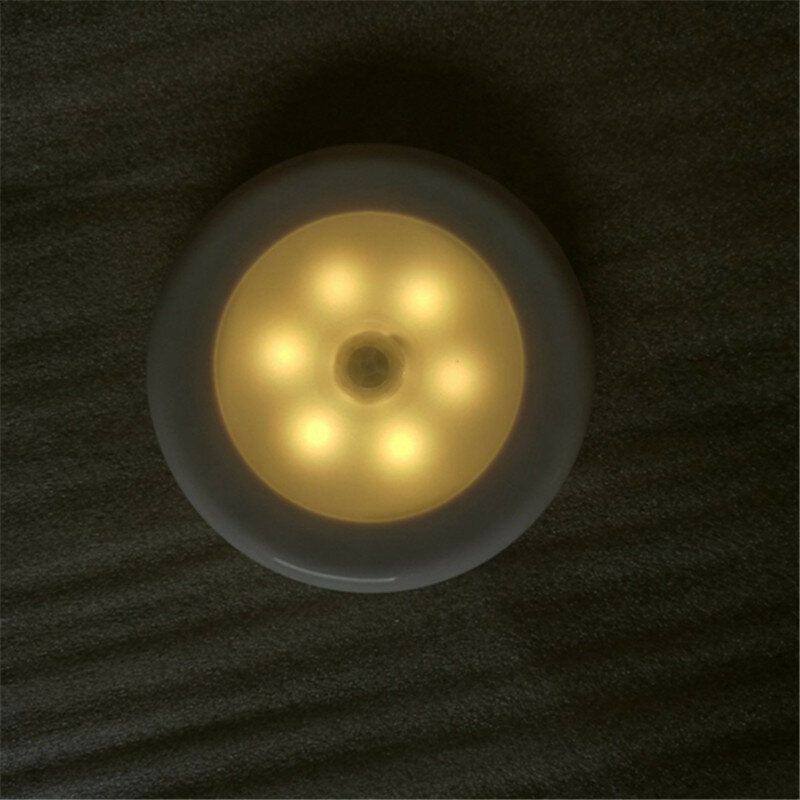 Luz nocturna con Sensor de movimiento PIR, lámpara de pared con Detector inalámbrico, 6 LED, con batería, envío directo, 3 unids/lote
