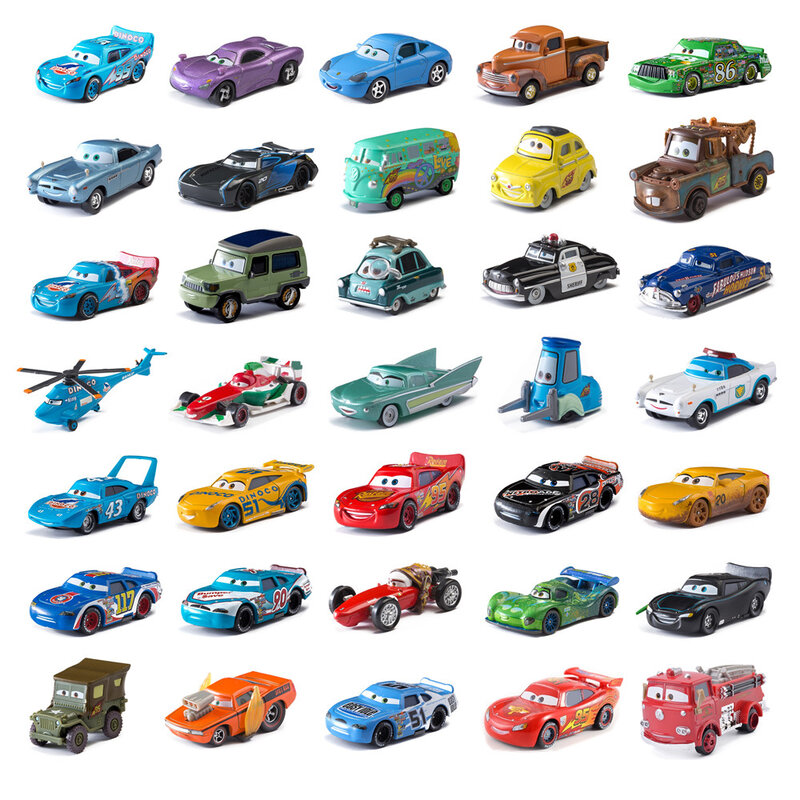 Mobil anak-anak Disney Pixar Cars 3 Lightning mainan McQueen Jackson Storm The King Mater 1:55 Diecast Model Metal Alloy hadiah anak-anak