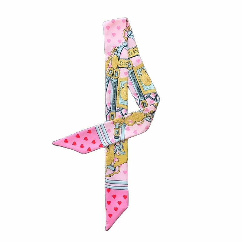 Sciarpa borsa moda high-end love stampa legata borsa avvolgente maniglia sciarpa di seta piccola decorazione nastro sciarpa borsa cintura sciarpa donna JK07