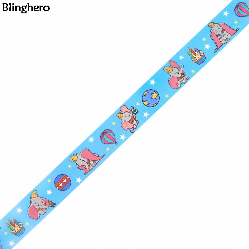 Blinghero 15mm x 5m 코끼리 washi 테이프 만화 코끼리 마스킹 테이프 어린이 접착 테이프 편지지 테이프 접착 데칼 bh0329