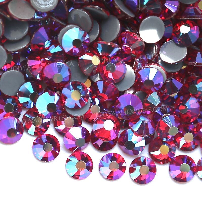 Besar Tahan Lama AB Kilau Multi Warna Panas Memperbaiki Berlian Imitasi Strass Datar Kembali Kristal Besi Pada Batu Kaca Glitter Стразы untuk Garmen