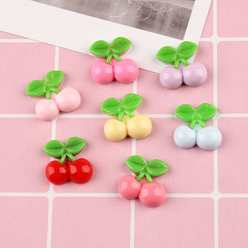 10pcs Kawaii Slime Filler Accessories Fruit Cherry Resin Miniature Food Toys Flatback Cabochon DIY Scrapbooking