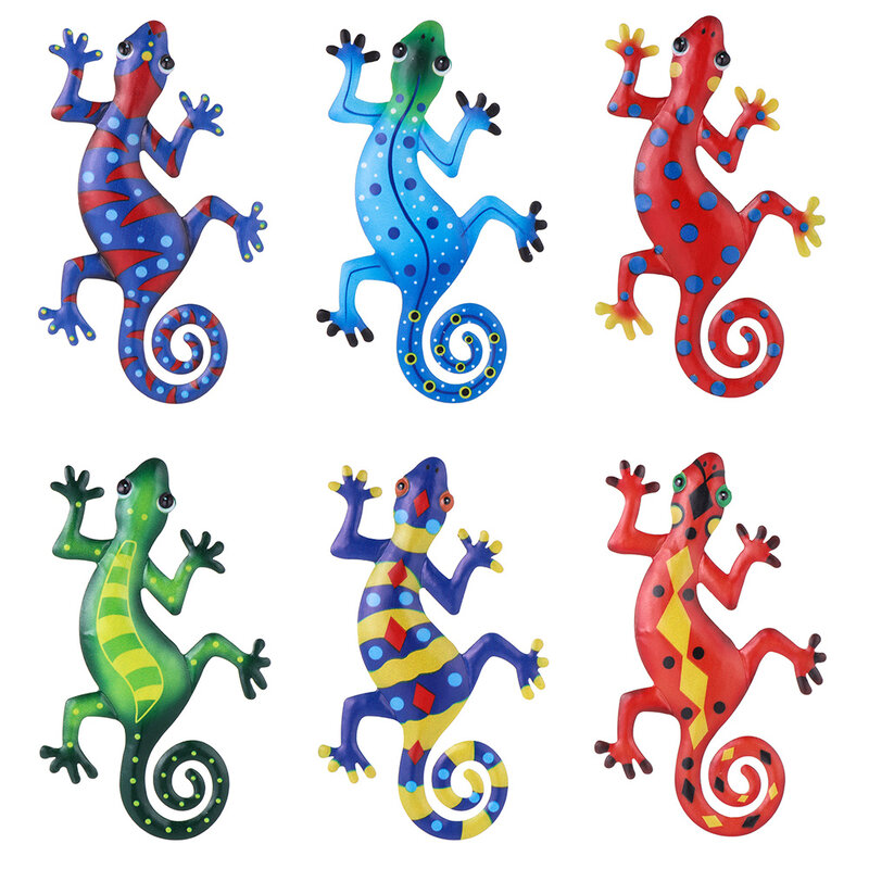 Gecko – décoration murale en lézard métallique, 1 pièce, Sculpture artisanale, décoration de paysage, pour l'intérieur ou l'extérieur, pour la maison, le jardin ou le bureau