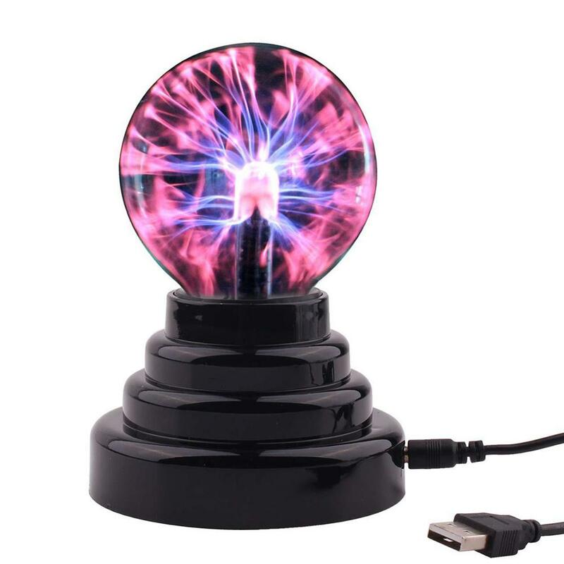 Boule de verre magique avec USB, Base noire, 8x14cm, boule de verre Plasma, lumière de fête avec câble USB, offre spéciale