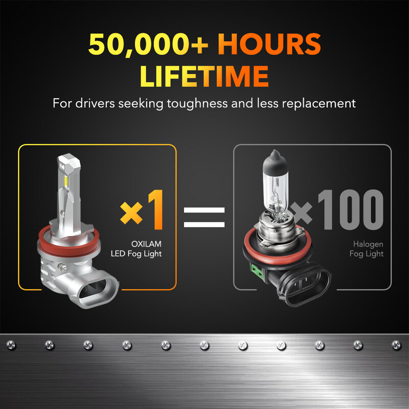 OXILAM 2Pcs Car Light H11 LED หลอดไฟหมอก H10 H8 9006 HB4 LED ขับรถในเวลากลางวัน6500K Xenon สีขาว3000K