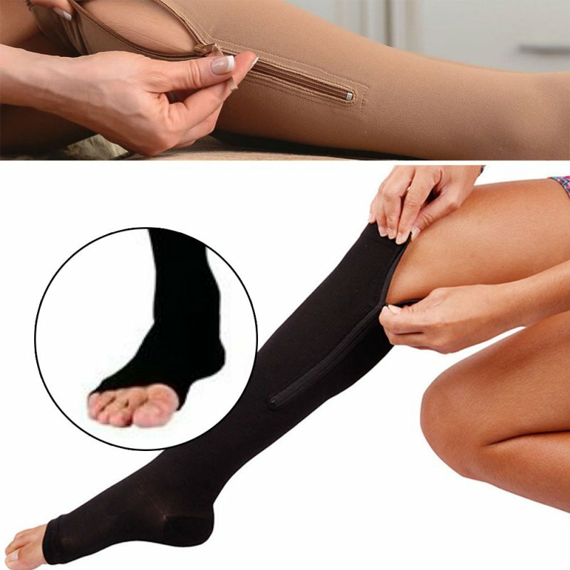 Calcetines deportivos de compresión con cremallera para hombre y mujer, calcetín deportivo con soporte para la rodilla y la presión, Reduce el dolor, para Fitness