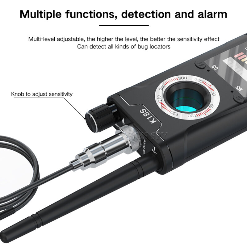 Anti Spy Detector de Câmera Escondida, K18S, Sinal RF, Candid Pinhole, Micro Cam Scan, Localizador GPS Magnético, GSM, Secret Bug Finder
