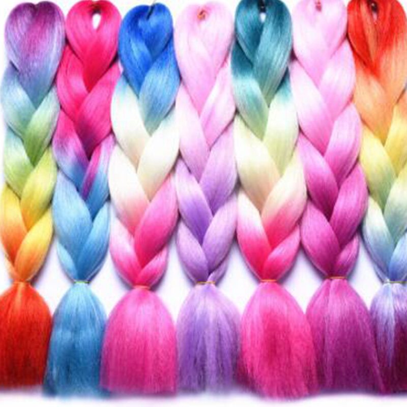 MERISIHAIR Джамбо косы длинные, радужной расцветки синтетические плетеные волосы желтый розовый фиолетовый серый наращивание волос крючком вол...