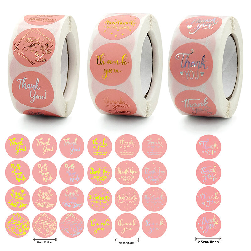 500 pz/rotolo grazie adesivo rosa fatto a mano adesivo etichetta decorazione regalo adesivo etichetta decorazione Souvenir matrimonio