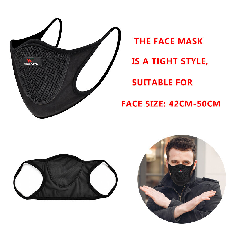 Wosawe esporte ao ar livre máscara facial reutilizável lavável malha respirável ciclismo máscara de treinamento bicicleta ciclismo máscara facial