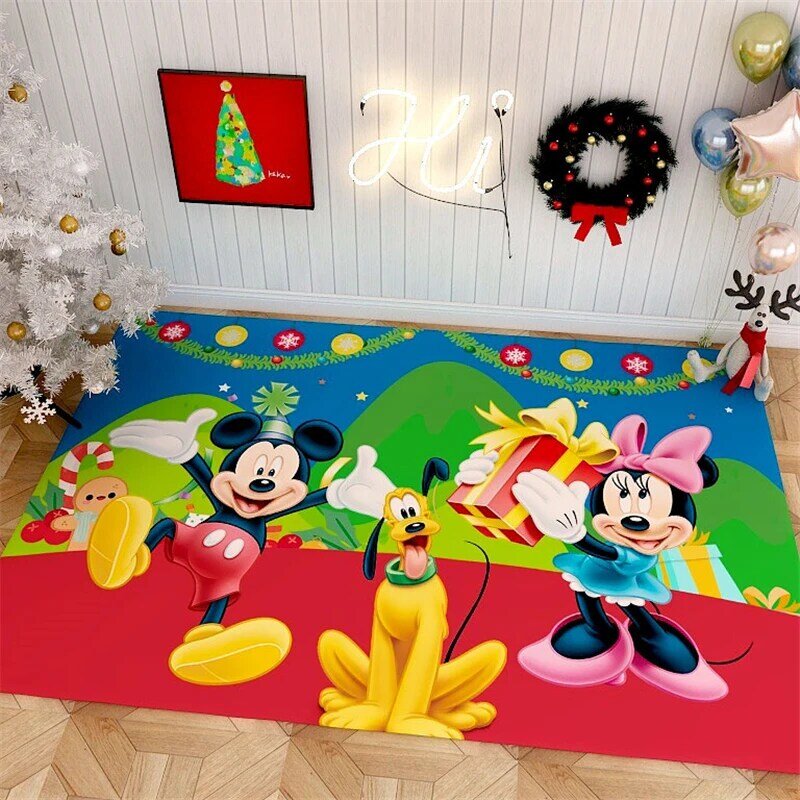 Merry Christmas Kids Play Mat Mickey Doormats Indoor Home Carpets Decor 160x80CM Bath Carpet Long Bedroom Living Room Floor