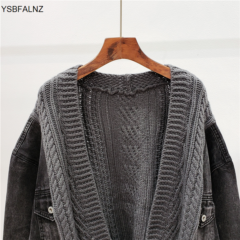 Manteau en Denim à Manches sulfpour Femme, Pull de Style Coréen, Cardigan de Grande Taille, Collection Printemps-Automne 2023