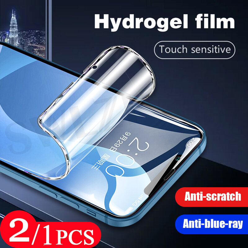 2/1 sztuk miękkie pełna pokrywa ochraniacz ekranu telefonu z ekranem dotykowym do iphone'a 11 12 13 pro max mini X X XS SE 7 8 plus 6 6s hydrożel film nie szkło