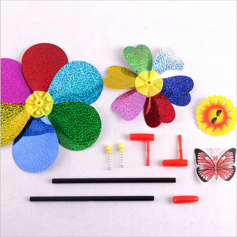 1PC Wind Spinner Kids Toy Colorful Sequins Double Layer Sunflower Windmill Wind Spinner Home Garden Yard Decoration