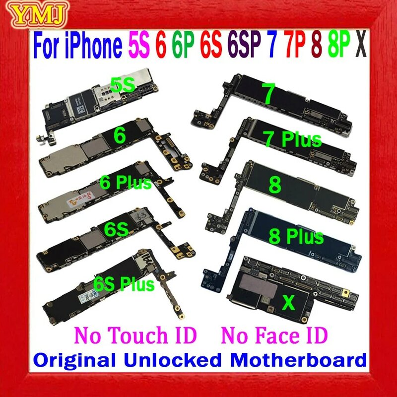 Clean icloud für iPhone 5s 6 plus 6s plus 7 plus 8 plus Motherboard No Touch ID & No Face ID Mainboard Original Unlock Logic Board