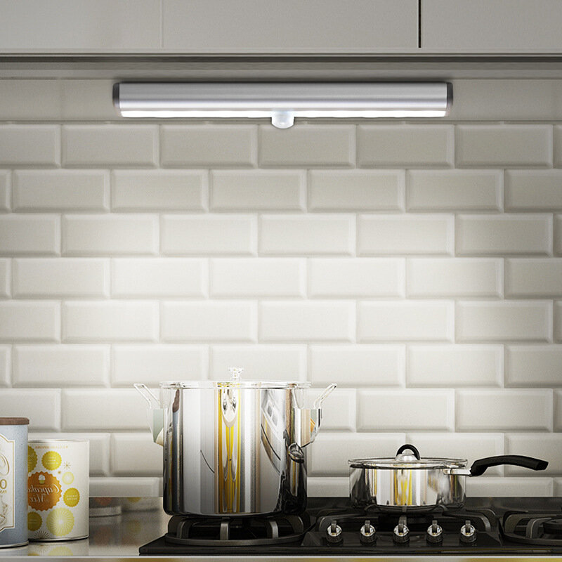 مصباح حائط محمول مع مستشعر حركة لاسلكي يعمل بالبطارية ، 10 مصابيح LED ، مثالي للاستخدام في الخزانة