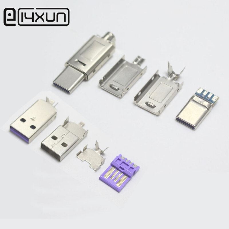 Conjuntos 10 5A USB Tipo C USB2.0 Carregamento Rápido-Tipo C Plug DIY Kable para Huawei Companheiro P30 P20 superCharge 20 Pro Telefone QC3.0 USBC Cabo